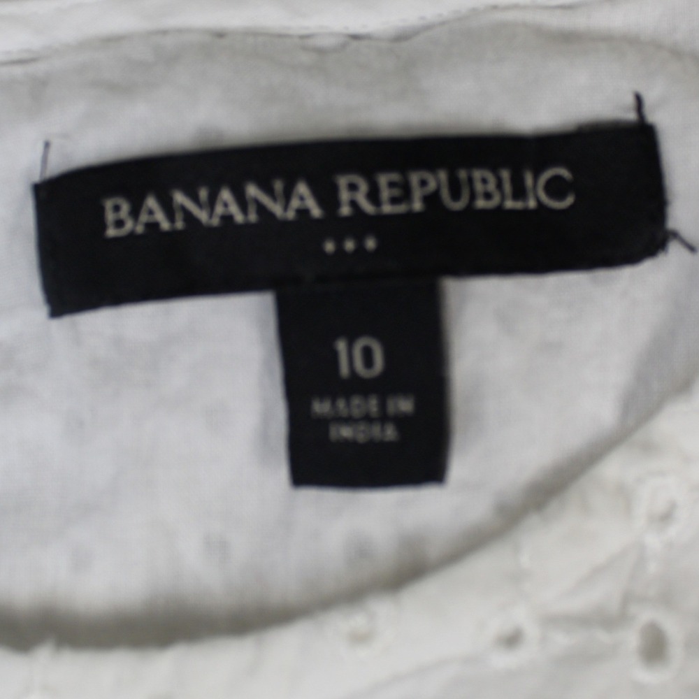 Banana Republic Eyelet Shift Dress Womens 10 White Excellent Cotton Sleeveless - Picture 5 of 11